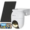 EZVIZ CB8 Lite 2K+ Telecamera WiFi Esterno con Pannello Solare, PTZ 360° AOV, Rilevamento di Persone/Veicoli, Audio Bidirezionale, Visione Notturna a Colori, Difesa Attiva
