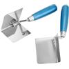 QWORK® 2 pezzi cazzuole angolari, 80 x 60 mm, spatole angolari interne ed esterne, acciaio Inox, per intonacatura professionale, lavori di cartongesso