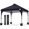 ABCCANOPY Gazebo da Giardino Impermeabile Pop-up, 3 x 3 m, Protezione Solare per Esterni, Super Compatto, canopy con Borsa per Il Trasporto a rotelle, 4 x Tasche, 4 x Corde, 4 x Pile, Colore Nero