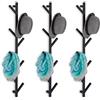Relaxdays Attaccapanni da Parete con 8 Ganci, Salvaspazio Decorativo, Metallo HLP: 100,5 x 19,5 x 7 cm, Guardaroba, Nero (Confezione da 3)