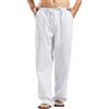 Cegerne Uomini Pantaloni di Lino Lunghi Pantaloni Medievali Leggeri Loose Fit Vacanza al Mare, Bianco, XL