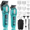 VGR Tagliacapelli Uomo Professionale, Set Macchinetta per Capelli e Rifinitore Senza Fili, Barber Kit Taglia Capelli con 10 Pettini Guida, Ricarica USB, Display LED, Verde
