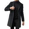 KJDWJKJRF Cappotto casual da uomo di lunghezza media colletto alto cappotto tweed uomo stampa slim fit nuova manica lunga cappotto uomo moderno urbano monopetto moda cappotto uomo, grigio scuro, XL