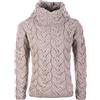 Aran Woollen Mills 100% lana merino super morbida Chunky motivo a trecce Aran, colore naturale/oceano/blu mare, Avena, XL