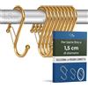 Blau Marité 10 ganci in metallo a forma di S con sistema anticaduta, per armadio e organizzazione multiuso, Oro, per barre fino a 1,5 cm di diametro