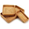 YANGQIHOME Vassoio da Portata in Rattan, Vassoio Rettangolare Intrecciato, Vassoio Cestino in Vimini Naturale per Organizzare il Bancone Della Cucina da Tavolo, Set di 3