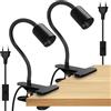 Wrpacttg Lampada a pinza E27, 2 x lampada da comodino a morsetto, presa E27 con interruttore e cavo da 220 cm, faretto a pinza con clip in metallo, lampada a clip a collo di cigno prolungata di 35 cm, lampada