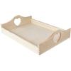 Creative Deco Vassoio in Legno con Maniglie a Cuore, 35 x 25 cm | Legno naturale, maniglie a cuore, 35 x 25 x 10,5 cm, per colazione caffè e portata, adatto a decoupage