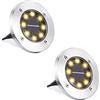 Joomer Luci Solari Esterno Giardino, 2 Pezzi 8 LEDs Lampada Solare da Terra Bianco Caldo Faretti Led Solari da Esterno Impermeabile Luce Sepolta Giardino per Prato Vialetto Scala Paesaggio