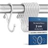 Blau Marité 10 ganci in metallo a forma di S con sistema anticaduta, per armadio e organizzazione multiuso, Bianco, per barre fino a 2 cm di diametro