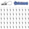 DHSBGWSX 50 ganci per tende, 1 filo per biancheria, gancio in acciaio inox, clip per tenda da doccia, gancio per tenda da doccia con clip, gancio multifunzionale