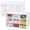 RUCUDIM Confezione da 2 scatole per l'hobby, organizer da scrivania con 9 cassetti, mini cassetti estraibili trasparenti e bianchi per forniture e accessori da ufficio