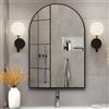 NEUWEABY Specchio da parete ad arco per bagno, specchio da bagno ad arco da 50 x 75 cm con cornice in metallo, specchio nero per mantello, camera da letto, ingresso, soggiorno