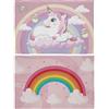 KAÏDENSÏ Tovagliette Merenda Scuola Bambine Impermeabile - Tovaglietta Unicorno e Arcobaleno Bambina 30x45 cm - Tovaglietta in Tessuto da Scrivania per Bimba