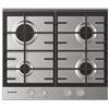 Hoover HHG6BRMX - Piano cottura a gas a quattro fuochi, 60 cm, con supporti in ghisa, in acciaio INOX