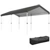 Outsunny Gazebo Pieghevole 6x3 m Pop Up ad Altezza Regolabile a 3 Livelli con Borsa da Trasporto, Tenda Garage in Metallo e Oxford, UV50+, per Giardino, Feste e Auto, Grigio Scuro