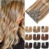 EINbeauty Extension Capelli Veri Clip 7pcs 120g 40cm Extension Capelli Veri Lisci Invisibili Remy Umani Human Hair Extension Clip(16Inch,P6/18K#)