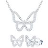 MICMIF Set di Gioielli con Farfalla in Argento 925 Collana da Donna con Farfalla & Orecchini di Farfalla, con Zirconi Bianca, Elegante Collana Orecchini Set per Donne Ragazza