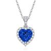 Dada Gioielli - Collana Cuore 12mm Punto Luce Argento 925 Con Zirconi Brillanti Contromaglia Zirconata Catenina 45+5cm (Blu Zaffiro)