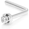 Mia Gioielli - Piercing Diamante - Orecchino Naso Oro 18k (750) Bianco con Brillante 0.01 carati - stile Griffo - Anallergico Donna - F-06932-0B00