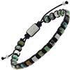 10:10 Bracciale Uomo Donna Pietre Naturali Turchese africano Acciaio Inox, Braccialetto Taglia Regolabile, Confezione Regalo Inclusa Made In Italy
