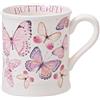 DZGUAI Tazza da caffè in ceramica con farfalla, regalo da mezza pinta, tazza da caffè e tè, tazza da caffè vintage con fiori (rosa)