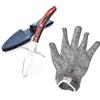 Kaqisen Oyster Knife Oyster Shuck Set Oyster Opener Resistente al taglio e guanti per cozze o formaggio a pasta dura Manico in legno adatto Acciaio inossidabile (Grande/L)