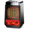 Aofesel Termoventilatore a risparmio energetico, silenzioso, 1500 W, riscaldamento elettrico con fiamma 3D, termoventilatore in ceramica PTC, piccolo riscaldamento elettrico con display timer, ventilatore