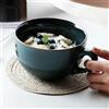 Cteahrow Ciotola grande con manico, 700 ml, tazza da caffè, tazza per la colazione con cereali, adatta per dessert di latte, farina d'avena, adatta al microonde (verde scuro)