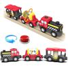 DxxD Treno a Vapore a Batteria, Treno Elettrico per Bambini (Connessione Magnetica), Trenino Legno Giocattolo Bambini Compatibile con Thomas, Brio, Giocattolo Regali per Ragazze Ragazzi 3+ Anni