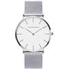HANNAH MARTIN Orologio da Polso Donna Uomo Ultra Sottile Quarzo Acciaio Inossidabile (Quadrante Bianco，Cinturino Argento)