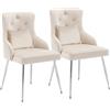 Shye Sedia da pranzo con motivo a bottoni, poltrona imbottita, sedie con gambe in metallo, moderna poltrona lounge, camera da letto, soggiorno con cuscino lombare (set da 2, beige)