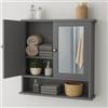 MAKA change your life quality MAKA Specchio Bagno Contenitore in Legno, Specchiera Armadietto con Ripiani, Pensile a Parete con Anta, Mobiletto Bagno con Specchio, Specchiera con Contenitore per Ingresso (Alatri Grigio)