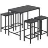 ReseeZac Tavolo da bar con 4 sedie da bar, set da pranzo da cucina, tavolo da bar e sgabello da bar, per cucina sala da pranzo soggiorno taverna, modello di marmo nero, tavolo da bar 100x60x90CM