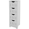 HUOLE Mobile da Bagno, Cassettiera, Armadio a Colonna a Terra Con 4 Cassetti, per Soggiorno, Sala da Pranzo, Cucina, Stile Moderno, 30 * 30 * 82 cm - Bianco