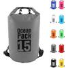 POPOYU 15L Borsa Impermeabile,Grigio Waterproof Zaino Impermeabile Sacco Impermeabile con Tracolla Regolabile,2L/5L/10L/15L/20L/30L Dry Bag per Outdoor Sport Acquatici,Barca, Pesca, Rafting, Nuoto