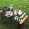 MeYuxg Gavetta Scout, Stoviglie Verde 10 PCS, Campeggio in Acciaio Inox con Posate, Forchette, Ciotole e Bacinelle, Gavetta Scout 1-2 Persona, Posate da Campeggio per Picnic, Campeggio e Viaggi all'aperto