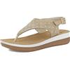 inblu Sandali Donna Infradito in Ecopelle con Zeppa e Brillantini, Regolabili con Fibbia, Suola Bicolore e Plantare in Pelle, Sabbia, 36 EU