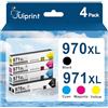 Uiprint 970XL 971XL Cartuccia d'inchiostro Sostituzione per HP 970 971 XL per Officejet Pro MFP X451dw X476dw X551dw X576dw X451dn X476dn (1 Nero,1 Ciano,1 Magenta,1 Giallo)