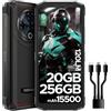 DOOGEE Fire 6 Power Rugged Smartphone 20GB RAM + 256GB ROM, 15500mAh Batteria, 120LM Torcia, 6.56 Display, Android 14 Smartphone Rugged, 18W OTG, NFC/Face ID/IP68/IP69K/50MP/GPS/GMS - Nero