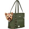 Pecute Trasportino per Cani, Trasportino per Animali Domestici Con Tasche per Cani di Piccola Taglia, Trasportino Leggero per Cani e Cuccioli, Gita, Viaggio, Veterinario, Verde