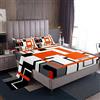 Homewish Set di lenzuola con angoli per letto matrimoniale, motivo geometrico, quadrato, per bambini e adulti, motivo geometrico, moderno, linee astratte, griglie, set di biancheria da letto con lenzuolo piano