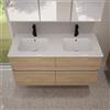 evineo ineo5 evo mobile La: 120 cm con 4 scomparti estraibili, lavabo doppio slim bianco,, BE0837WH+BE0960OA, ineo5 evo [Mobili da Bagno > Mobili con Doppio Lavabo]