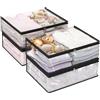 Fixwal 4 scatole trasparenti per riporre vestiti, coperte, lenzuola, armadi, in tessuto PVC, con cerniera, 35 l