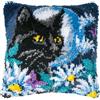 VERVACO Kit Latch Hook Cuscino GATTO DI NOTTE Kit Gancio Di Chiusura Tappeto ca. 40 x 40 cm Set Ricamo Principianti Casa Decorazioni Attività Creative Adulti Hobby Rilassanti Gobelin Cuscino
