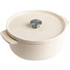 KitchenAid Cast Iron Cocotte in Ghisa Smaltata con Coperchio, Ø 26cm, Rotonda, 5,2L, 6kg,Alta Qualità e Durevole, Cuocere, Friggere,Senza PFAS,Induzione,Manico Ergonomico,Forno 260°C,Crema di Mandorle