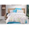 Nuit Des Rêves Set di copertine trapunta XXL (155 x 220 cm), 50% cotone, 50% poliestere, blu, viola, verde, bianco, con bottoni Closure Duvet & Envelope Pillowcase | 127 thread Count, lavabile in