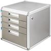 TUKA-i-AKUT Cassettiera Metallo, 4 Cassetti con Serratura, 4 Scomparti A4, Campi di Siglatura, Scatola Portaoggetti Scatola Organizzativa Lega di Alluminio, Extra Robusta e Stabile, TKD8600-4F