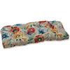 Pillow Perfect Cuscino per dondolo da interni ed esterni, motivo floreale, trapuntato, resistente alle intemperie e allo sbiadimento, 48,3 x 111,8 cm, marrone chiaro/blu, 1 pezzo