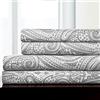 Sweet Home Collection 1935 Thread Count Sheet Soft Egyptian Quality Brushed Microfiber Lussuoso Set di Biancheria da Letto Piano, Lenzuolo con Angoli, 2 federe, Microfibra, Paisley Grigio, King
